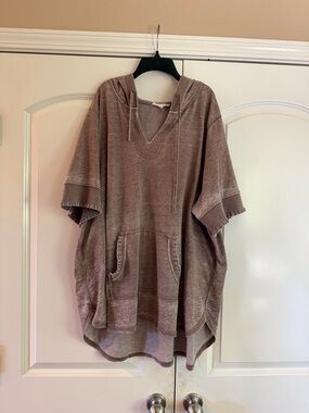 Jane and Delancey Oversized Hooded Tunic Sweatshirt in Faded Mauve